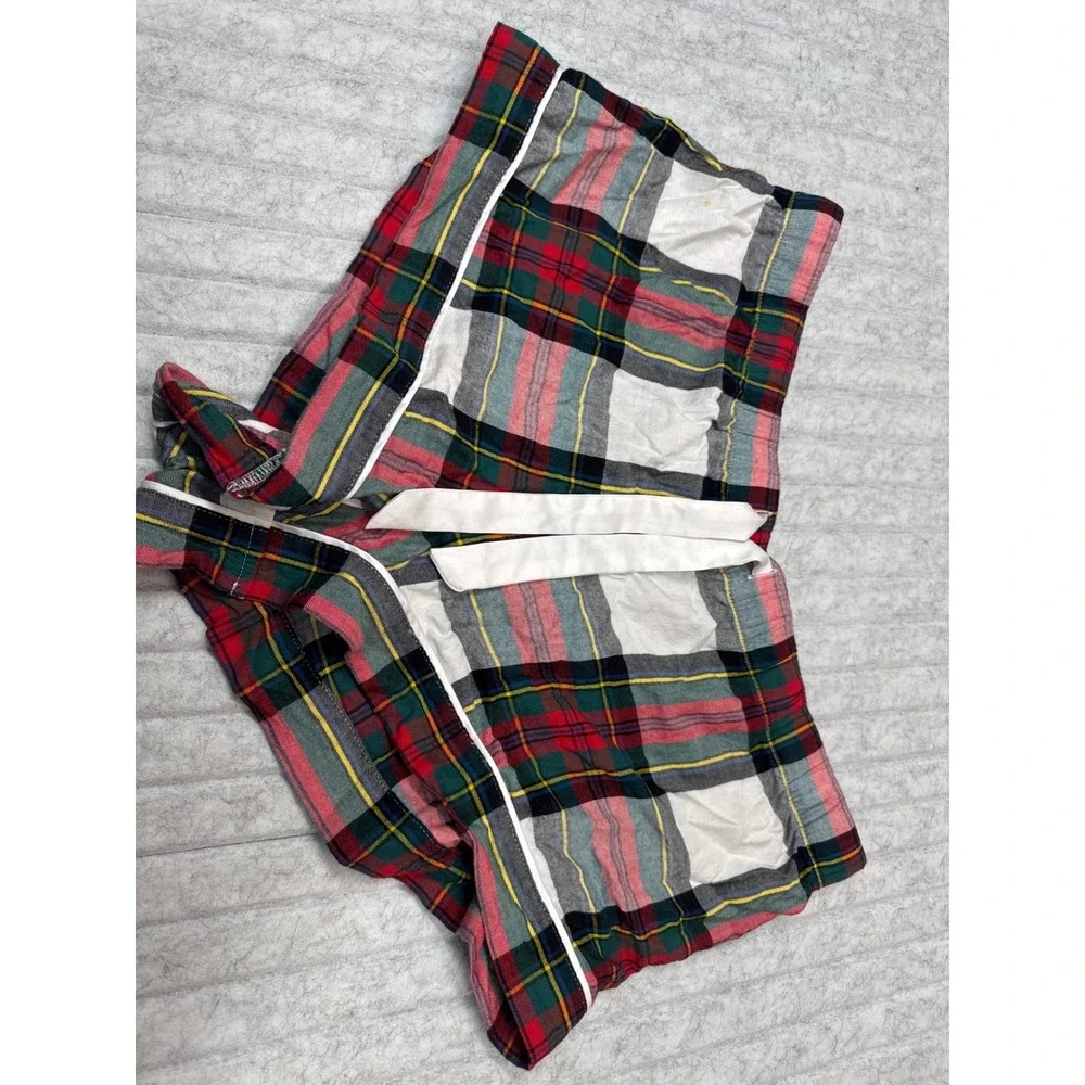Victoria's Secret Plaid Pajama Shorts Red Green White‎ Tartan Sleepwear Large